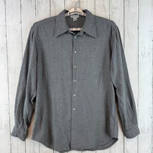 VTG Giorgio Armani Gray Cotton Flannel Button-Down Long Sleeve Shirt Size XL